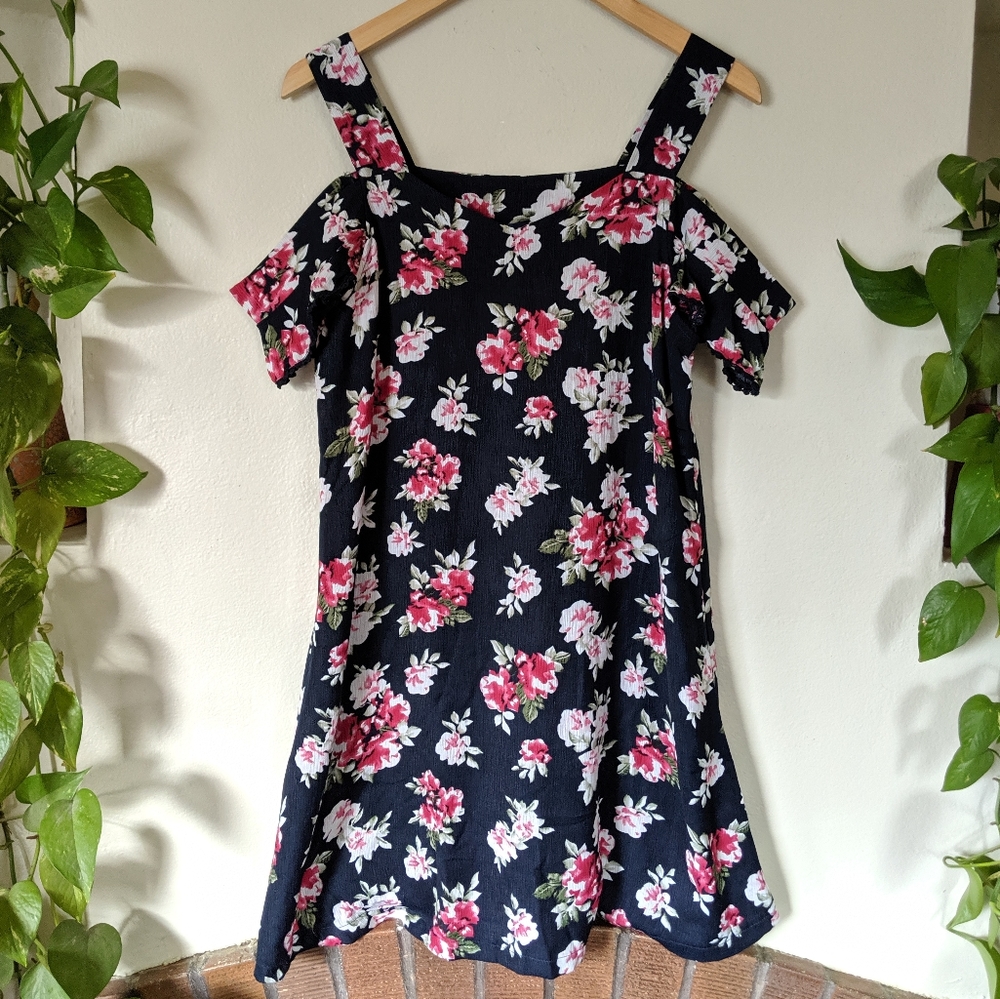 Blue Rain | Floral Off-Shoulder Dress